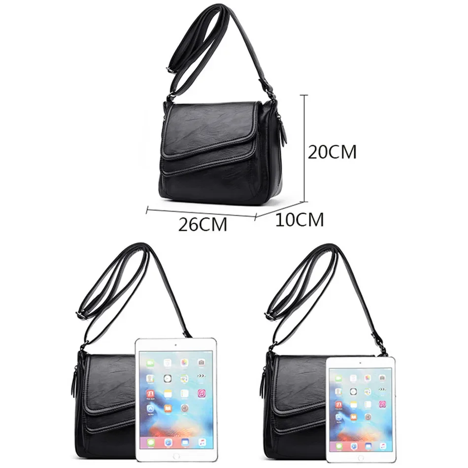 Multi Pockets Soft Leather Purses and Handbags Women Designer Shoudler Crossbody Bags Casual