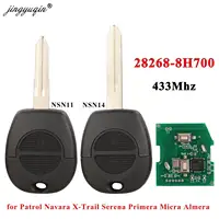 Jingyuqin 28268-8H700 2 ปุ่มรีโมทกุญแจรถ 433MHz สําหรับ Nissan Patrol Almera Micra Primera Navara Serena Vanette X-Trail Safari