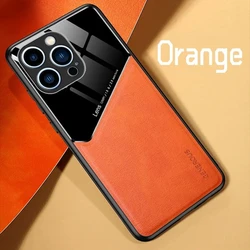 Luxury Business Leather Case with PU Magnetic Closure for OPPO Reno13 Pro 5G (Orange)
