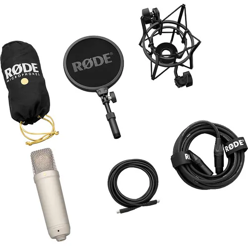 RODE NT1 5 세대 대형 다이어프램 카디오이드 콘덴서, XLR USB 마이크 (실버)