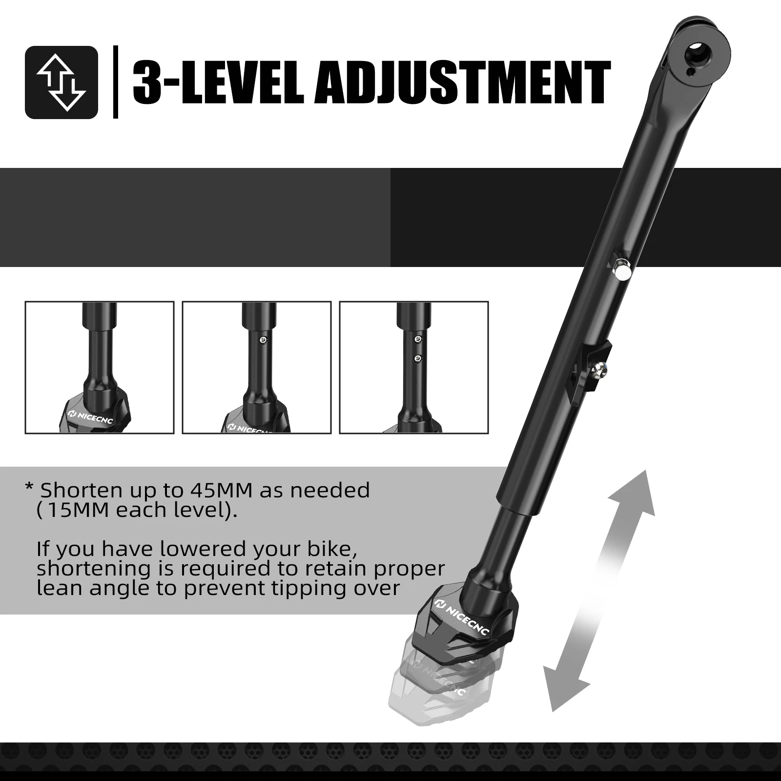 NICECNC Verstellbarer Seitenständer & 30mm Tieferlegungssatz für Honda XR650L XR 650L 1993-2025 2024 2023 2022 2021 – Detail 3