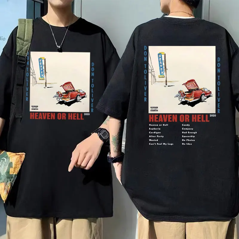 

Rapper Don Toliver Heaven or Hell Music Album Double Sided Print T Shirts Men Women Hip Hop Fashion Vintage Oversized T-shirts