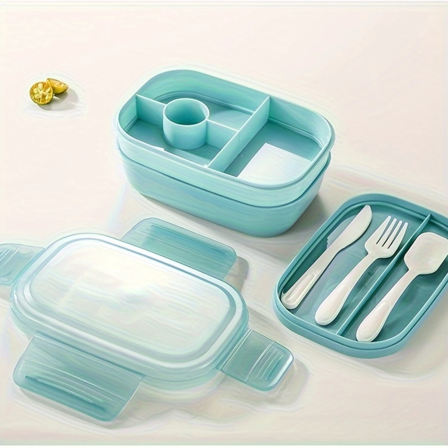 1pc Portable Lunch Box, 3 Stackable Bento Lunch Containers for Adults, Modern Minimalist Design Bento Box with Utensil Set, Leak