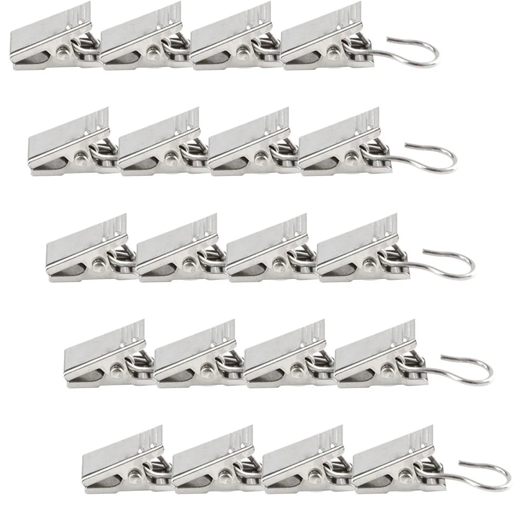 

20/50/100 Pcs Curtain Rod Clips Shower Drapery Clamp Electroplating Sliver Connecting Supplies For Home Decoration Accessories