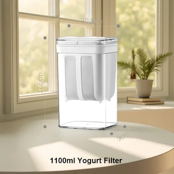 1100ml Yogurt Strainer - Transparent Cheese Maker with Fine Mesh, DIY Greek Yogurt & Cream Cheese Filter for Kitchen