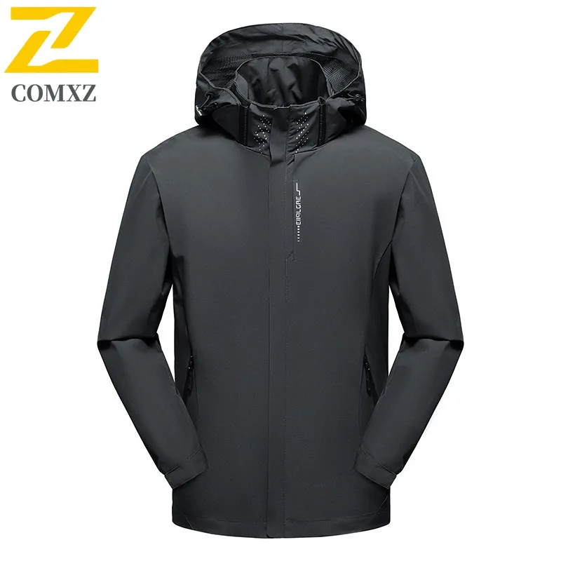 COMXZ Urban Men Jacket New Fashion Hooded Hiking Travel Lightweight Motorcycle Jacket Premium Outdoor Windproof Autumn Clothing