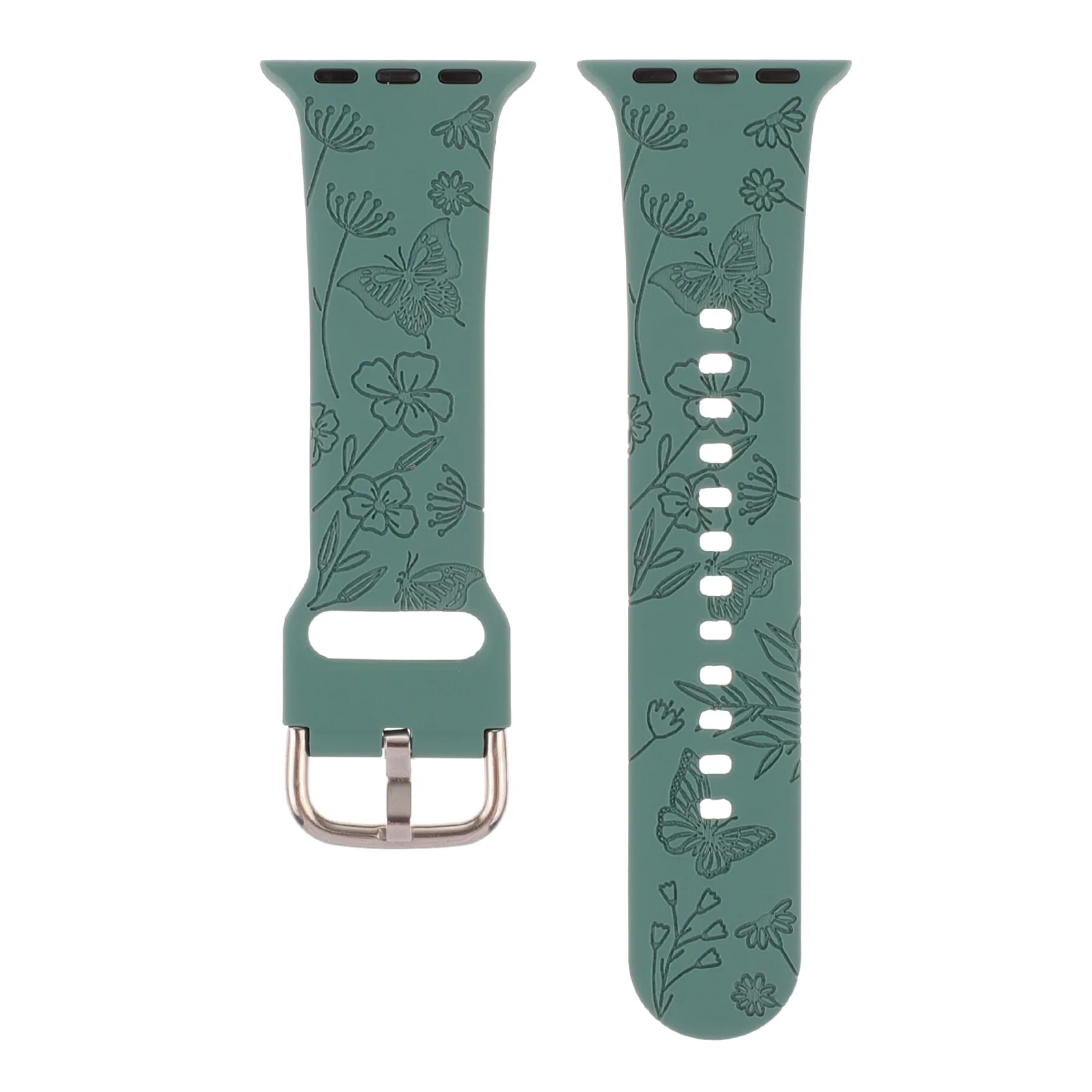 

Ремешок силиконовый для Apple Watch Band, браслет с цветочной гравировкой для iwatch series 9 7 se 6 8 ultra 40 мм 44 мм 41 мм 49 мм 45 мм 38 мм 42 мм