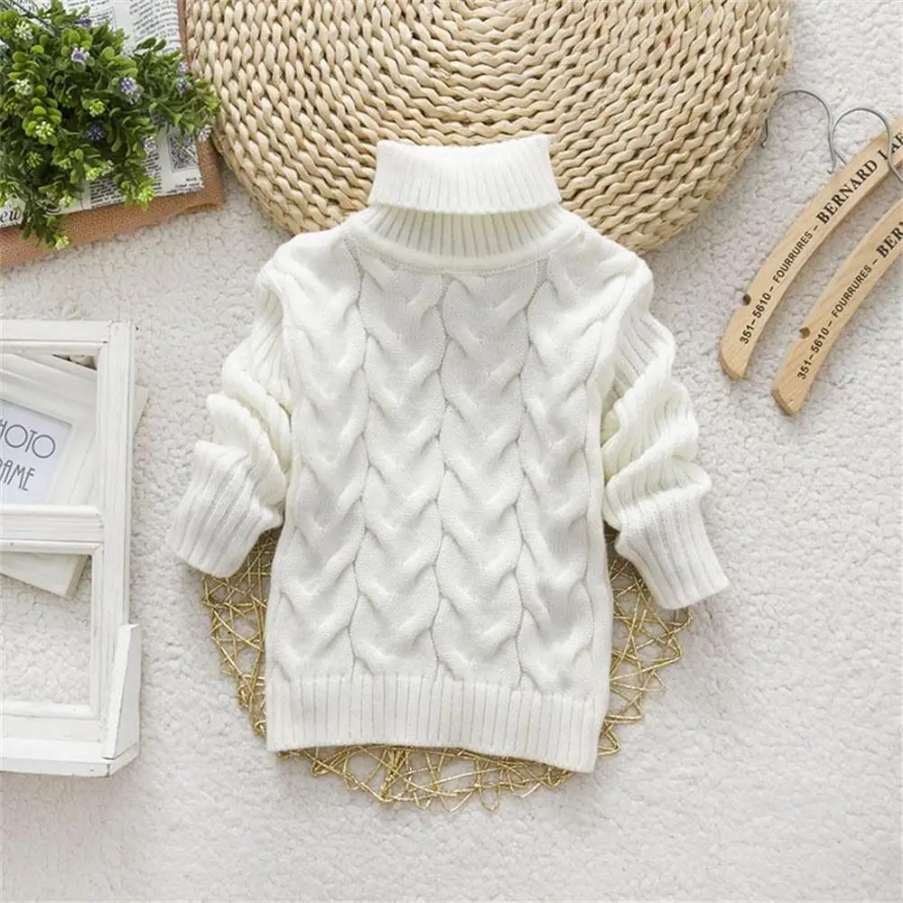 Children's Sweater Solid Color Base Sweater High Necked Knitted