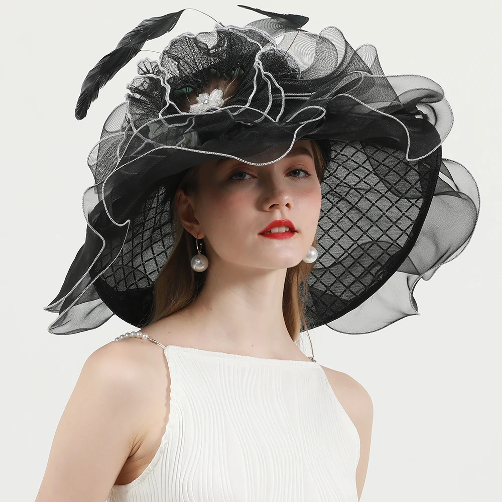 FS Summer Kentucky Derby Hats Champagne Organza Fascinator  display picture 3