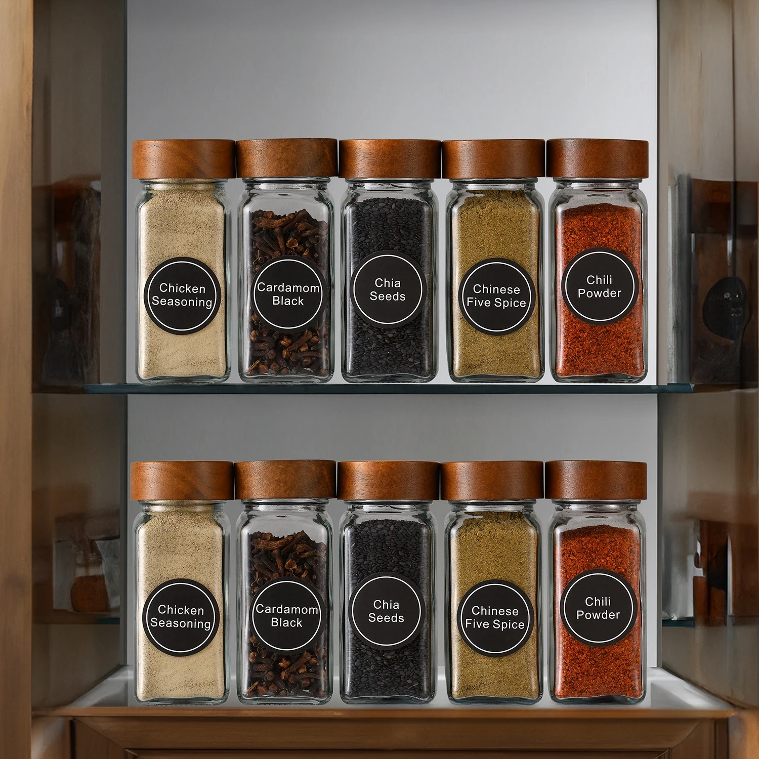 Glass Spice Jars 13Pcs with Bamboo Lids 4oz Spice Jar Set for Storage