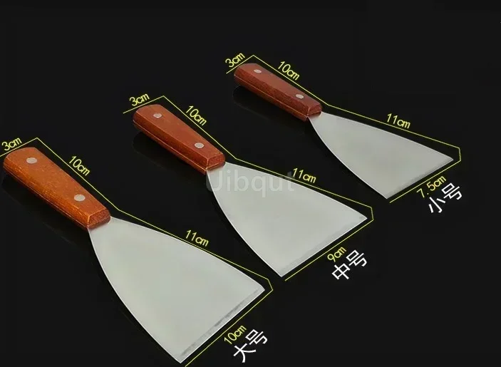 Steak Spatula Stainless Steel Steak Fried Shovel Spatula Pizza peel Grasping Cutter Spade Pastry BBQ Tools Wooden Rubber Handle Kitchen turner