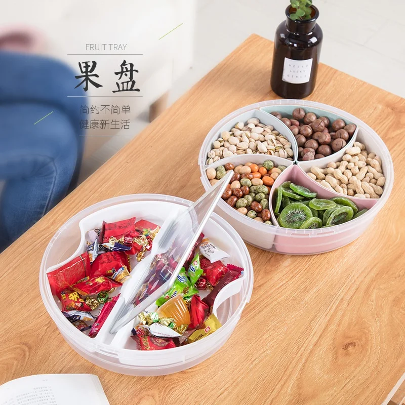 

1PCS Multi-functionFood Storage Tray Dried Fruit Snack Plate Appetizer Serving Platter for Party Candy Pastry Nuts Dish