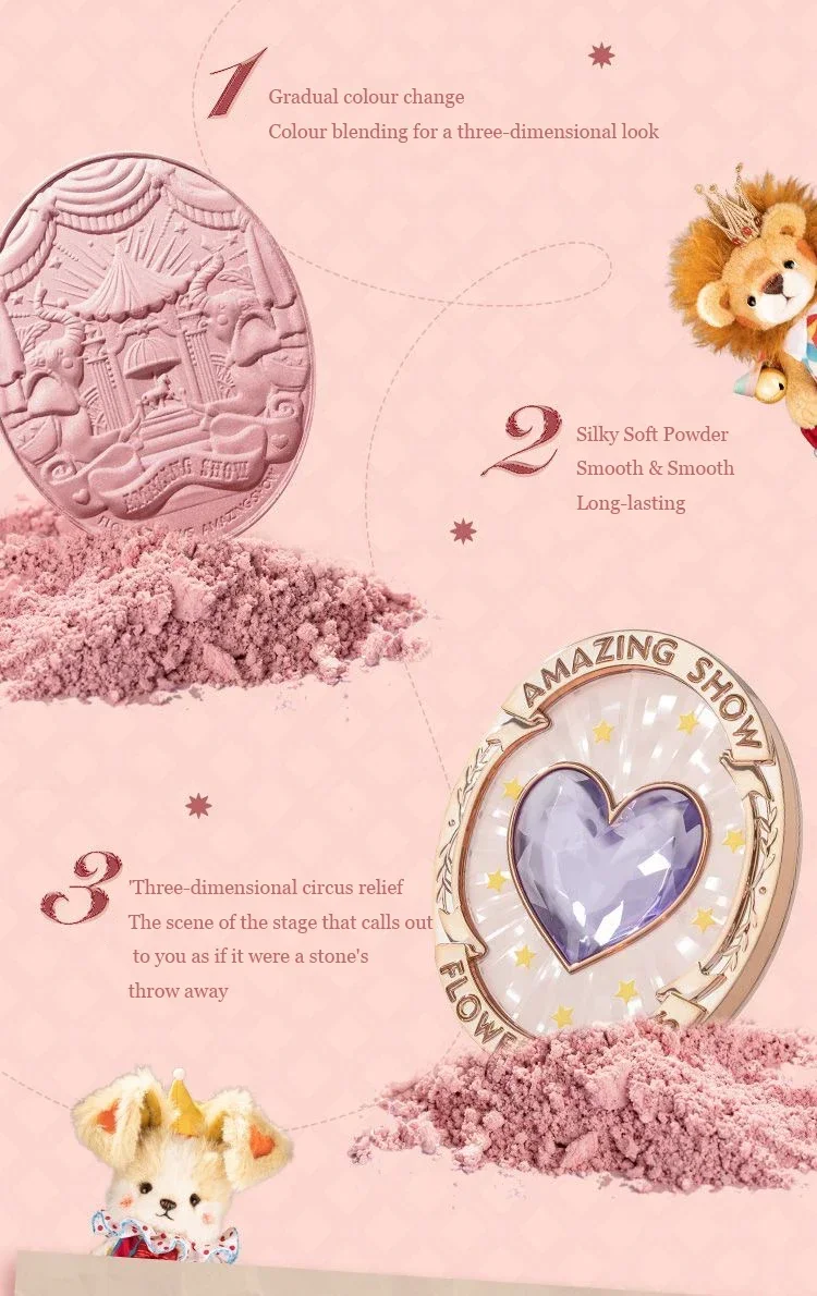 Description Picture 6 of itemFlower Knows Blush Makeup Flower Knowing Circus Blue Purple Gradient Blusher Matte Natural Glow Face Powder Blushes 5g/0.17OZ