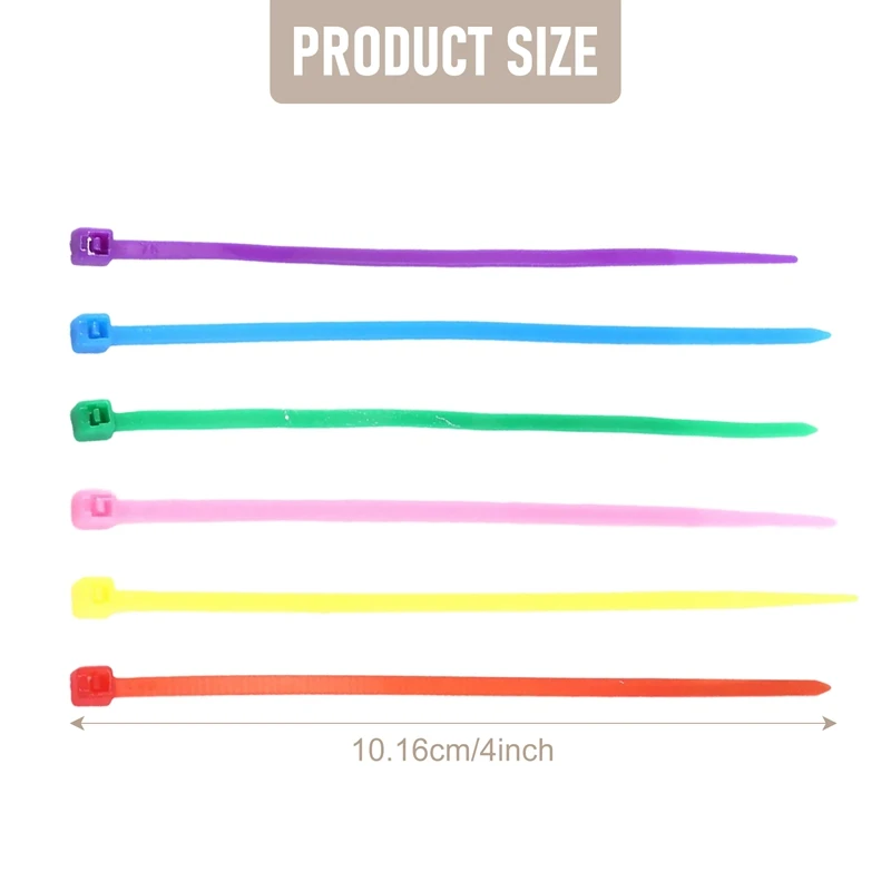 소형 컬러 지퍼 타이, 600 개 (색상 당 100), 4 인치 멀티 컬러 지퍼 타이, 장식 메쉬 화환 용품