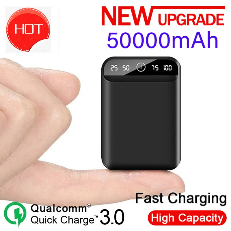 power bank power bank 50000mAh Mini Power Bank Portable Mobile Phone Fast Charger Digital Display USB Charging External Battery Pack for Android best power bank for mobile