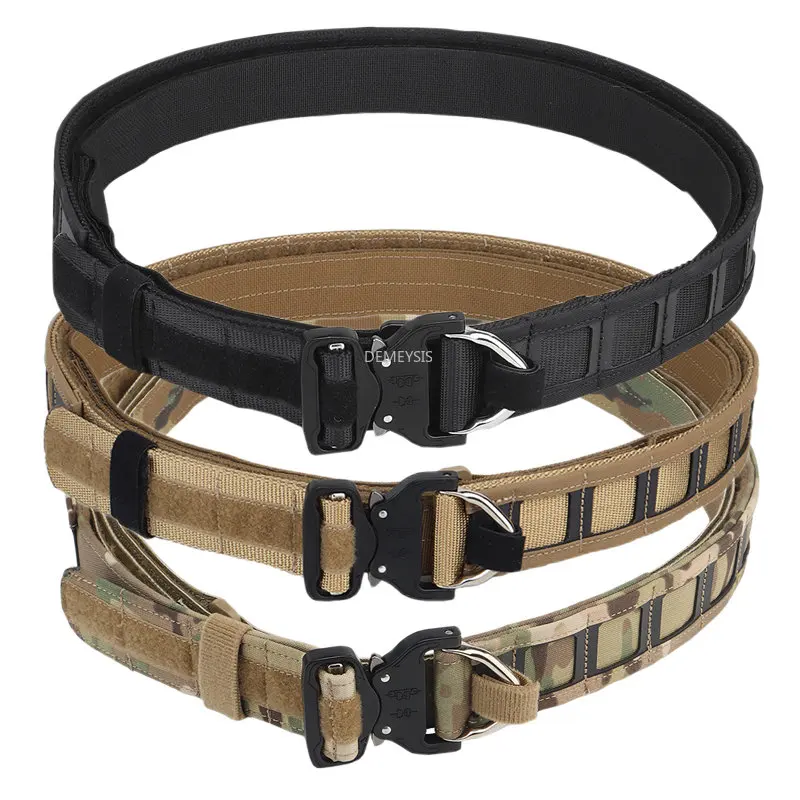 Military Combat Belt 3 In 1 Detachable Airsoft Shooting Heavy Duty Waistband Quick Release Metal