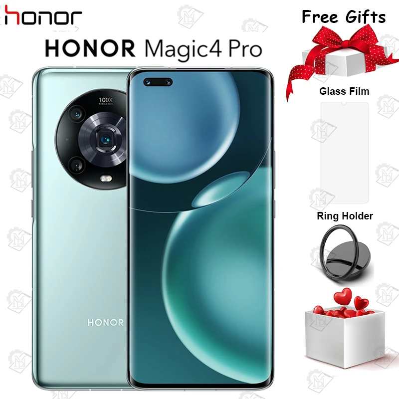 오리지널 HONOR 매직 4 프로, 6.81 인치 120Hz 화면, 스냅드래곤 8 세대, 안드로이드 12 고속 충전, 100W, 4600mAh NFC 스마트폰