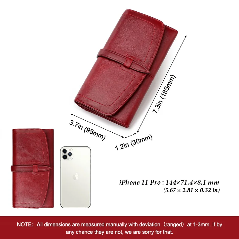 Leather Wallet Women Wallet Women Purse HUMERPAUL Women's Wallet Genuine Leather Long Clutch Money Bag with Cell Phone Pocket Female Fashion Handbag Card Holder Purse