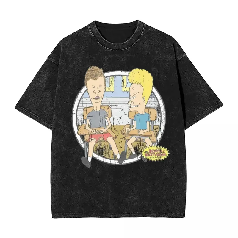 

Мужская/женская футболка с коротким рукавом Beavis, футболка в стиле хип-хоп с эффектом потертости, футболка в стиле Харадзюку, топы для улицы, футболки с принтом