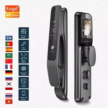 Tuya Wifi Visual Face Fingerprint Smart Door Lock Keyless Entry Electronic Digital Safe Lock With Camera Keypad Intelligent Lock 1