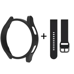 Elegant Strap and Protective Case with Hollow Bumper for Galaxy Watch 7 40mm (Black)