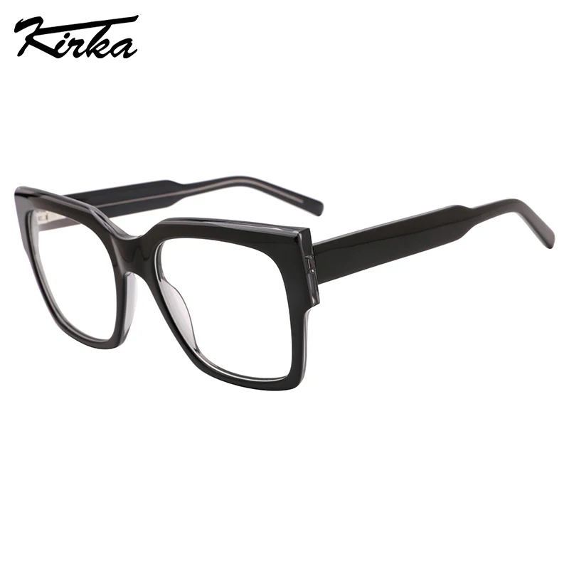 

Kirka Unisex Acetate Oversized Square Thick Double Colors Frames Wide Temples Optical Prescription Eyeglasses 4 Colors WD1435