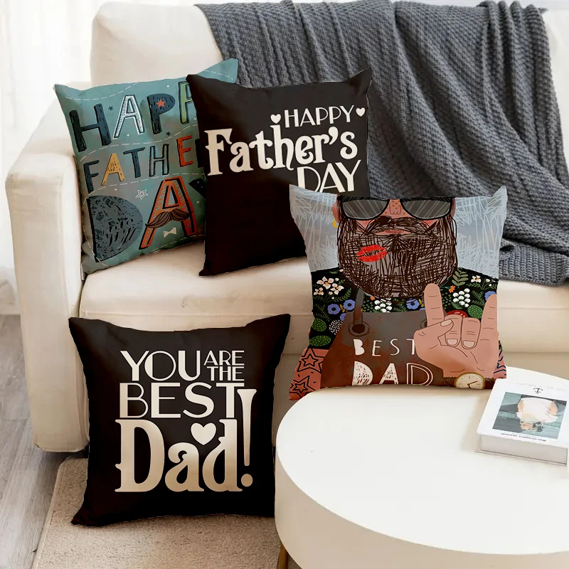 

Happy Father's Day You Are The Best Dad Print Soft Square Pillowslip Linen Blend Cushion Cover Pillowcase Living Room Home Decor