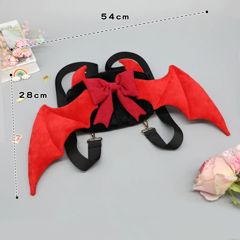 Mädchen Engelsflügel Plüsch Rucksack Japanische Y2K Kawaii Lolita JK Schultasche mit abnehmbaren Trägern für Cosplay Party Geburtstagsgeschenk – Detail 1