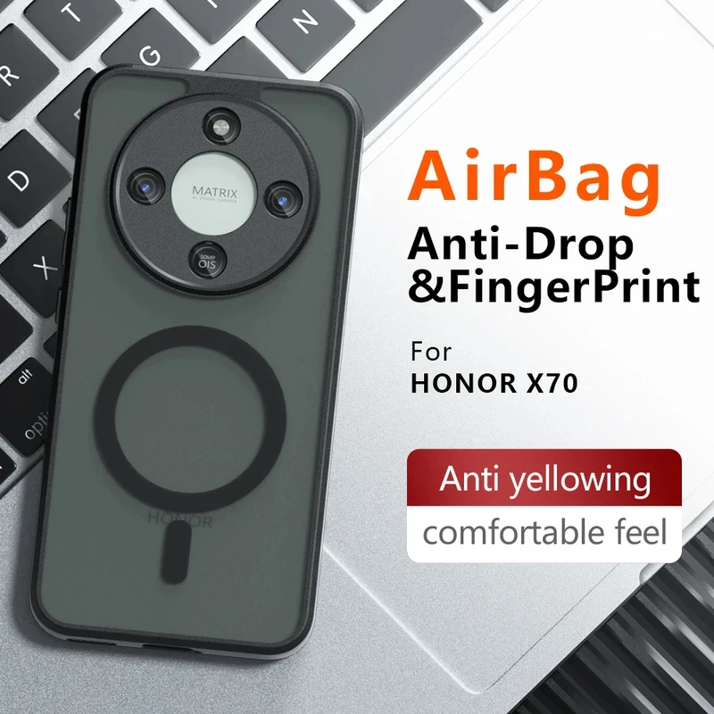 Wireless Charging Rugged Armor Frosted Hard Back Case with Magnetic Hard PC TPU