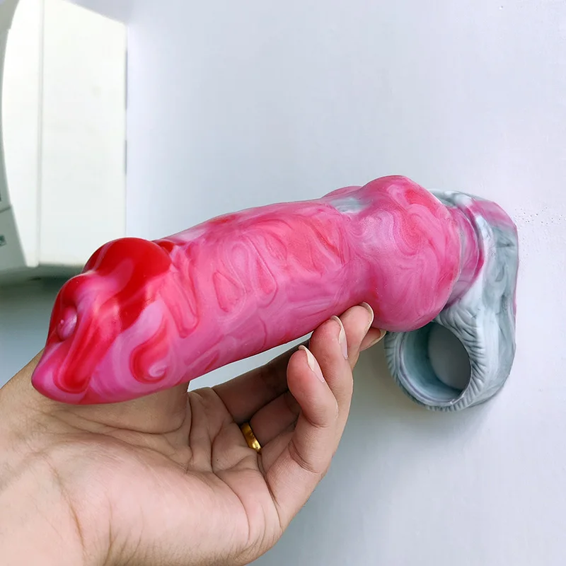 Realistic Dog Knot Penis Sleeve Gory Meat Fantasy Animal Cock Extender Soft Silicone Sex Toy For Couples Dick Cover BDSM Game