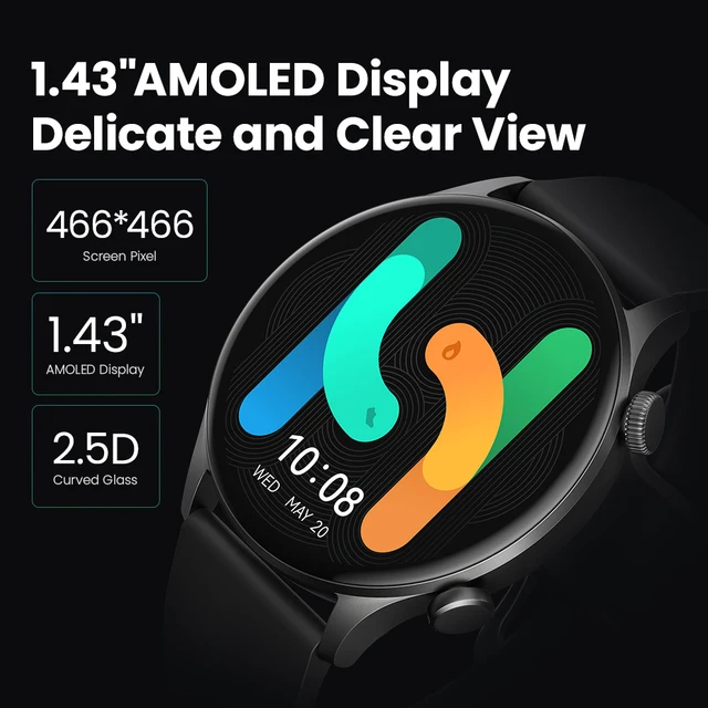 Reloj inteligente solar,  resistente al agua IP68, bluetooth, llamadas telefónicas, pantalla AMOLED de 1,43 pulgadas, monitor de salud. - Imagen 4