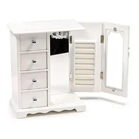 Solid Wood Jewelry Organizer Box with Mirror and Drawer Storage Elegant Butterfly Design Multi-functional Rings and Accessories 2