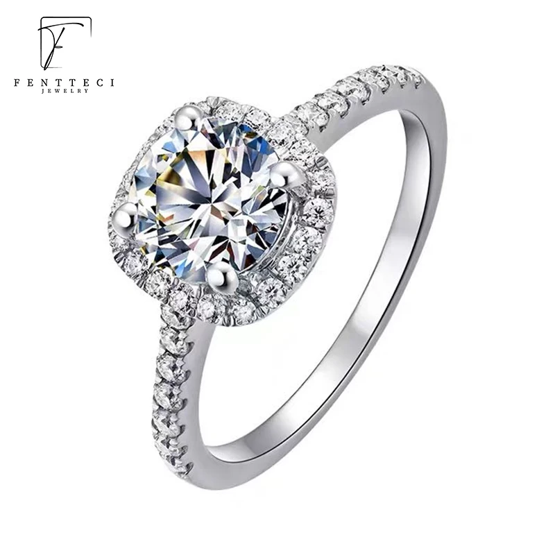 

FENTTECI Classic Moissanite Diamond Ring For Women Luxury Square Engagement Ring 925 Sterling Silver For Girlfriend Fine Jewelry