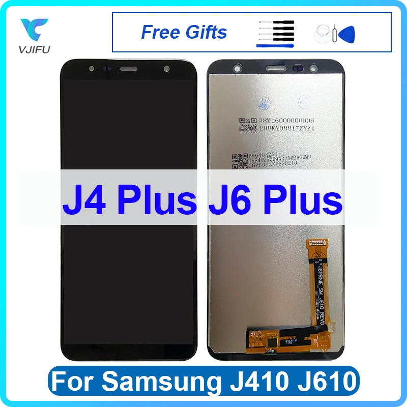 

ЖК-дисплей 6,0 ''для Samsung Galaxy J6 Plus, J610, J610F, J610FN, сенсорный экран для Samsung J4 Plus, J415, запасные части для экрана