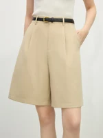 FSLE Office Lady Retro Casual Khaki Shorts 2025 Spring New Casual Commuting Casual Loose Women Pants 25FS11315