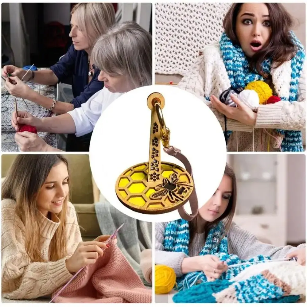 휴대용 목재 손목 원사 거치대, 원사 보관 뜨게 도구, 뜨게 크로셰 용품, 원사 정리함