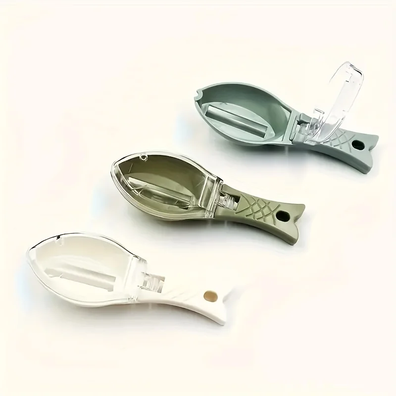 Fish Scales Scraper Fish Scale Cleaner Fish Scale Scraper Fish Scales Graters Scraper Fish Cleaning Tool Scraping Scales Device with Cover Home Kitchen Cooking Fishing Tool Pesca Tackle