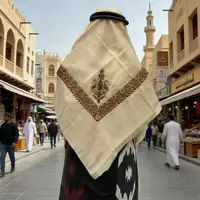 140cm Arabian Theme Shemagh Hijab Scarf Comfortable Desert Shawl Headwrap For Arab Men Everyday Wear Headcover Hat