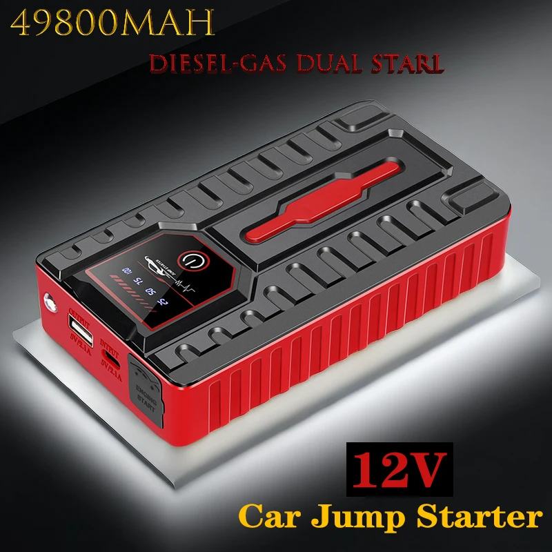 

Jump Starter 12v Professional For Car Battery Portable Super Capacitor Power Bank 49800mAh Automotive Battery Charger Air Pump