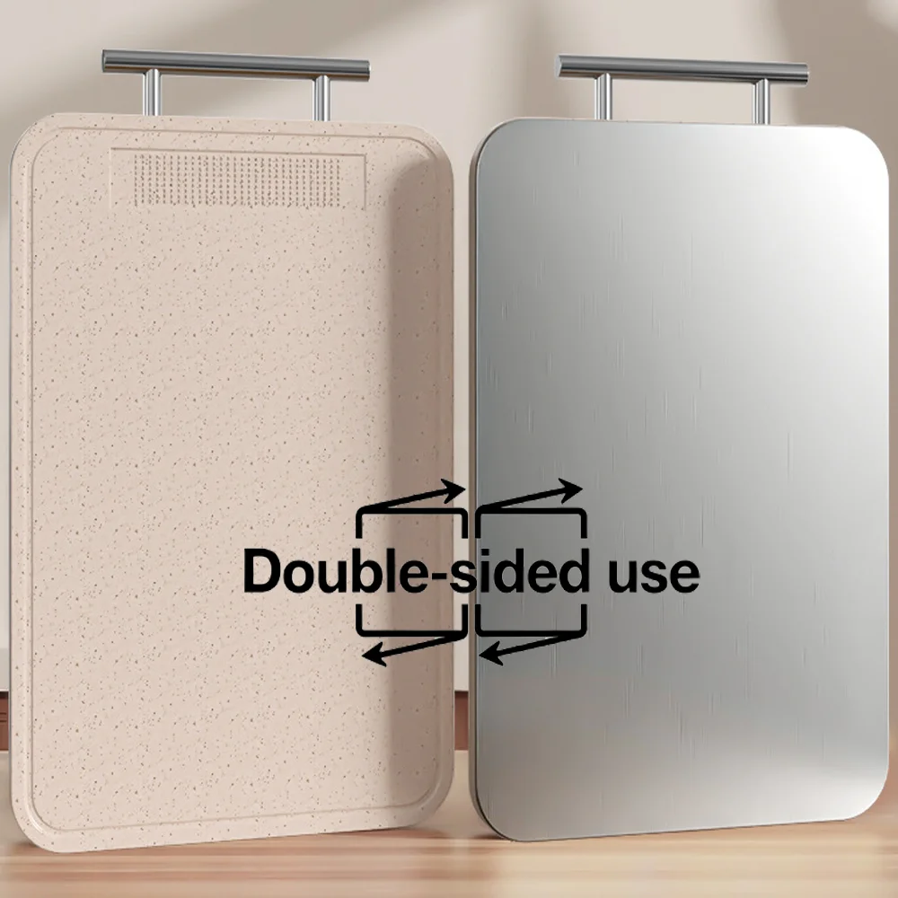 לוחות חיתוך טיטניום למטבח, לוח חיתוך דו צדדי לא רעיל 2 ב-1, טיטניום טהור באיכות מזון וקשת חיטה PP