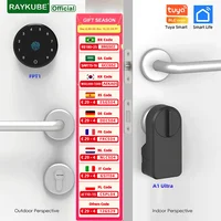 RAYKUBE A1 Ultra Tuya BLE Intelligent Electronic Door Lock with Wireless Fingerprint Keypad Lock FPT1 Punch-free installation