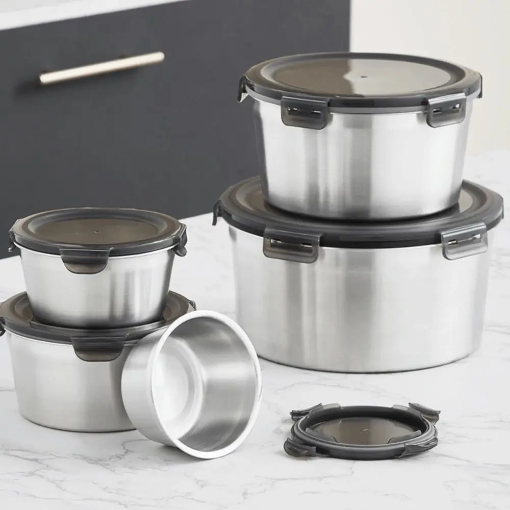 1Pcs with Lid Sealed Fresh Box Microwave Heating Lunch Box 316 Stainless Steel Refrigerator Frozen Crisper