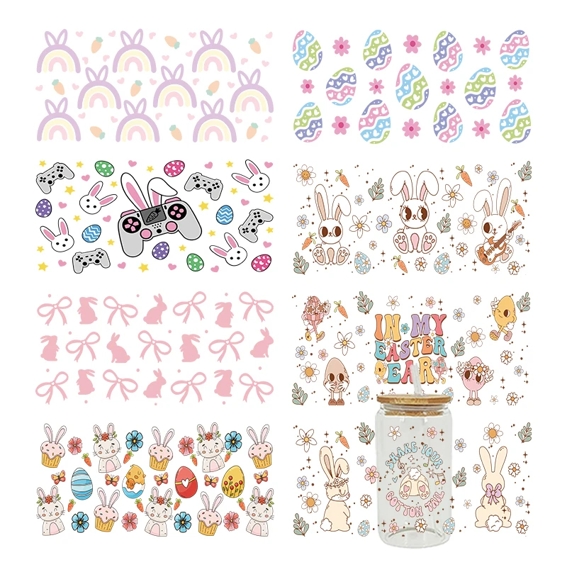 UV DTF Transfer Sticker Easter DIY Waterproof Decals For 16oz Libbey Glasses Wraps Bottles Cup Can D28649