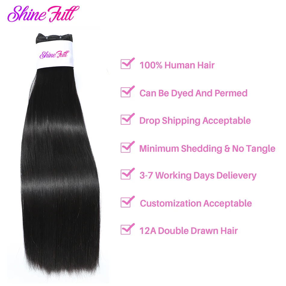 Vietnames Bone Straight Double Drawn Virgin Hair extension 8-24" 12A one donor girl Remy human Hair weave bundles 1/3/4 bundle