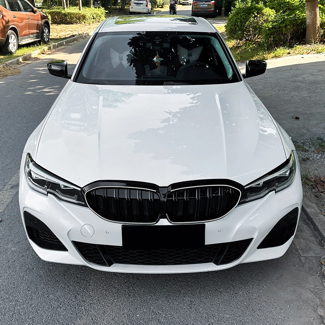 BMW 3 시리즈 G20 G21 2019-2022 교체용 광택 블랙 그릴용 라이트 프론트 범퍼 키드니 그릴 레이싱 그릴