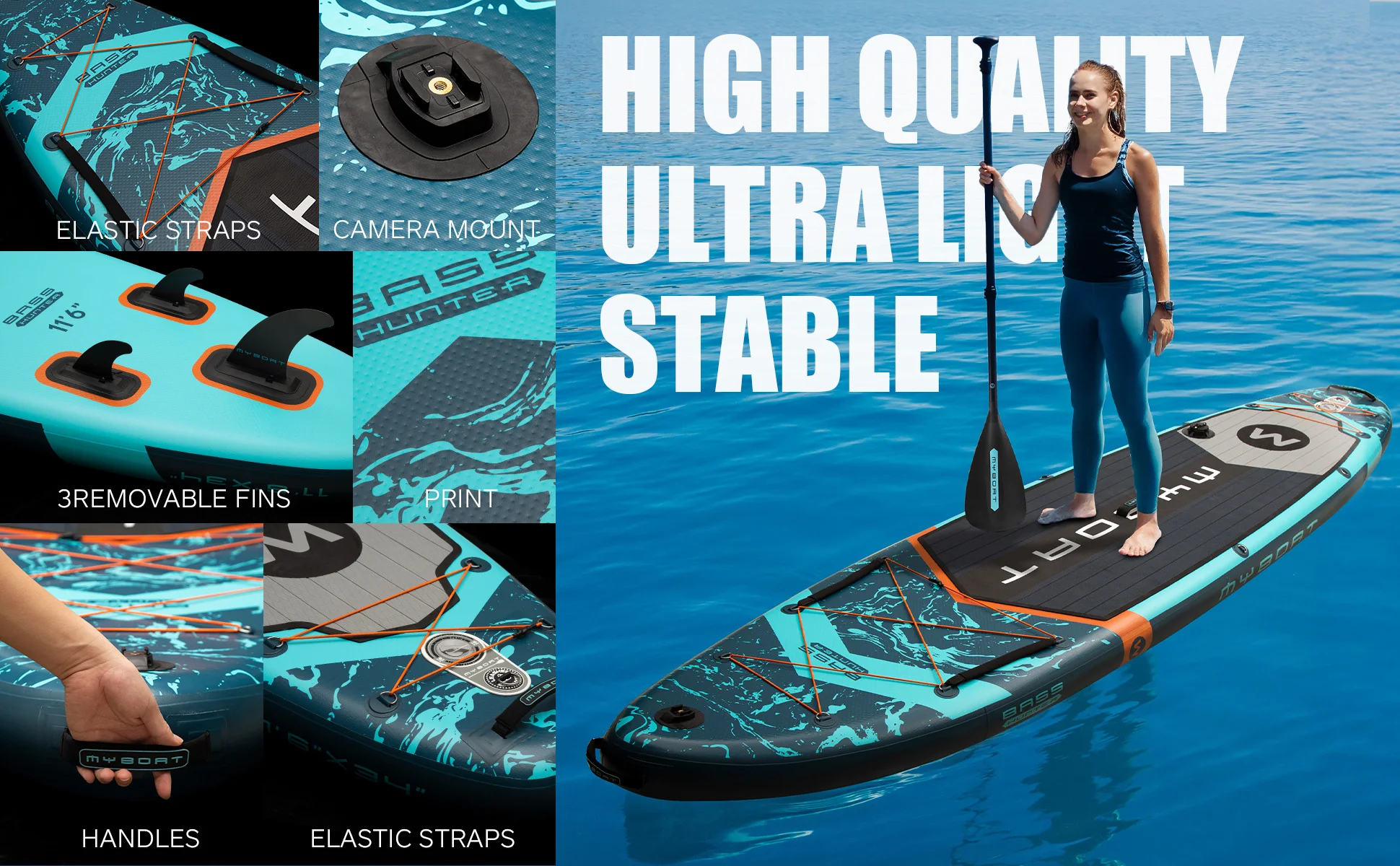 Myboat Wasserdichtes aufblasbares Paddle-Board 11'6''x34''x6''Adult Standing Style Aquatic Fishing mit Zubehör SUP – Detail 4