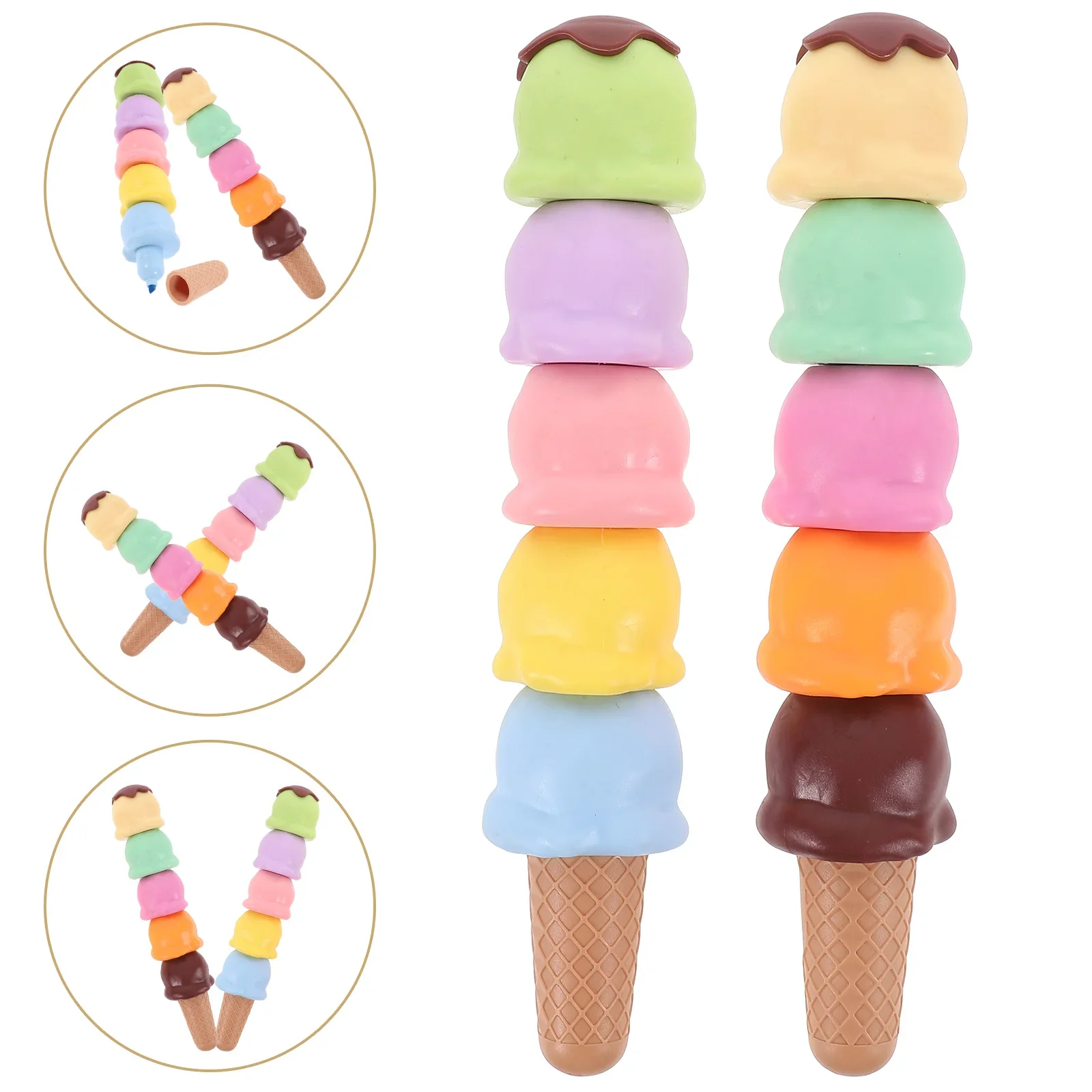 Highlighter Color Marker Stationery Supplies School Supplies Ice Cream 5-color Cartoon Bear Student