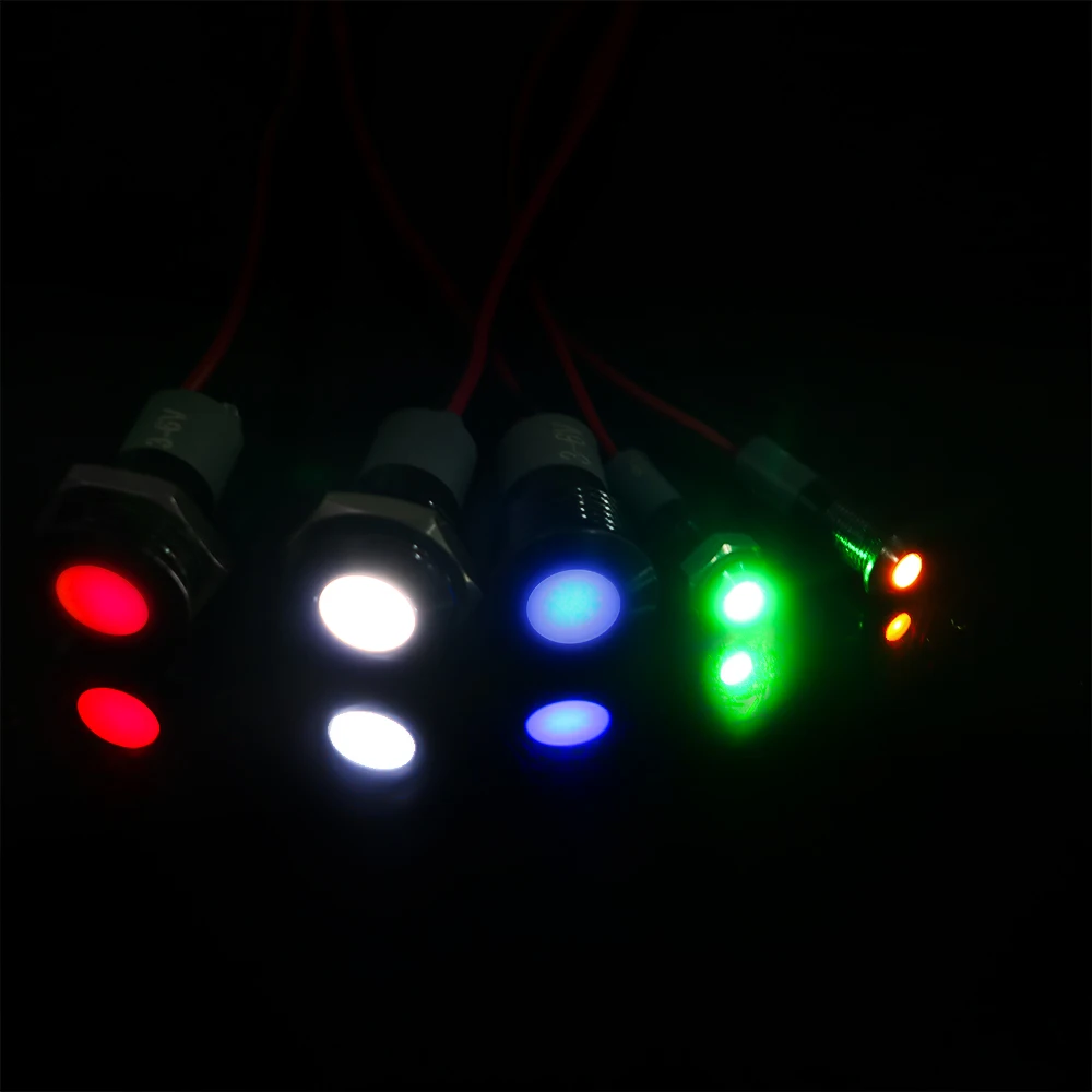 Description Picture 6 of item6mm 8mm10mm 12mm 14mm BlacK Flat Head Waterproof IP67 Metal LED Warning Indicator Light Signal Lamp Pilot Wire 3-6V 12-24V 220V