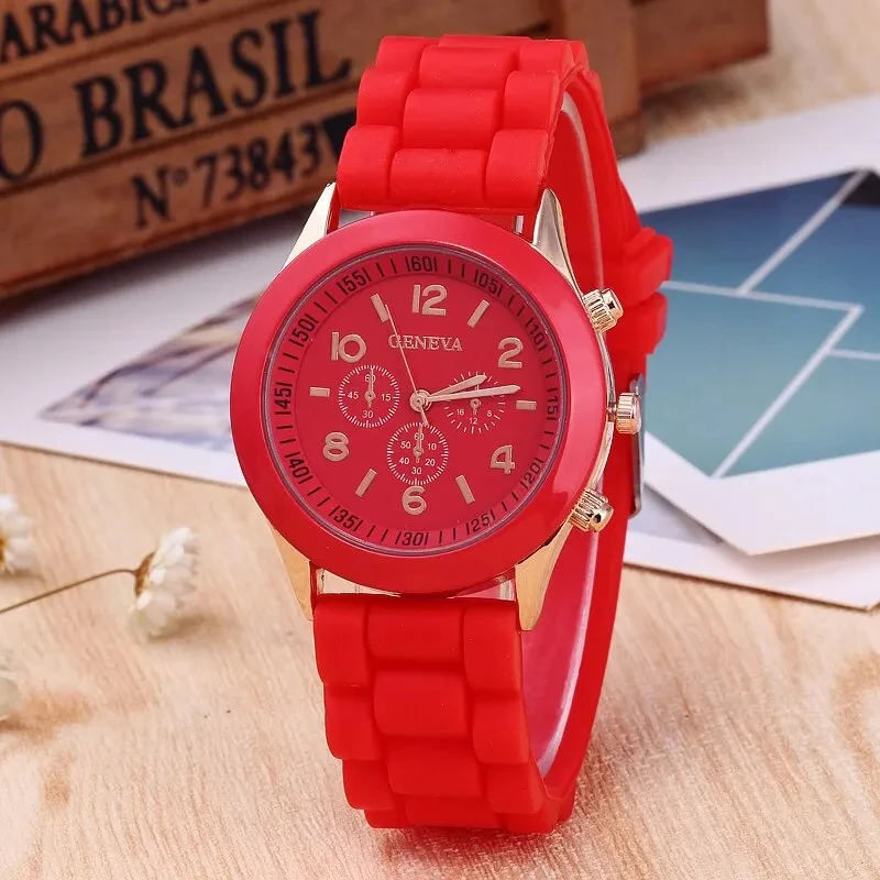 Reloj Mujer Fashion Women Watches Elegant Red Silicone Quartz Watch Luxury Ladies Clock Gift for Girls Relogio Feminino