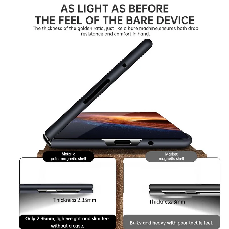 Ultra-Thin Frameless Luxury Phone Case with Magnetic Ring and Hard Protective Cover